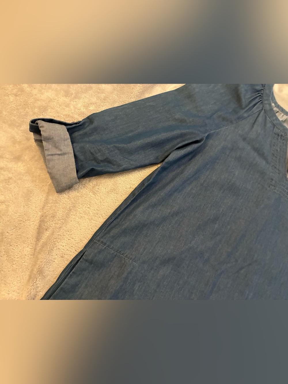 Women’s New Direction Brand Classic Chambray Shift Dress - Blue Size Small - Picture 7 of 14